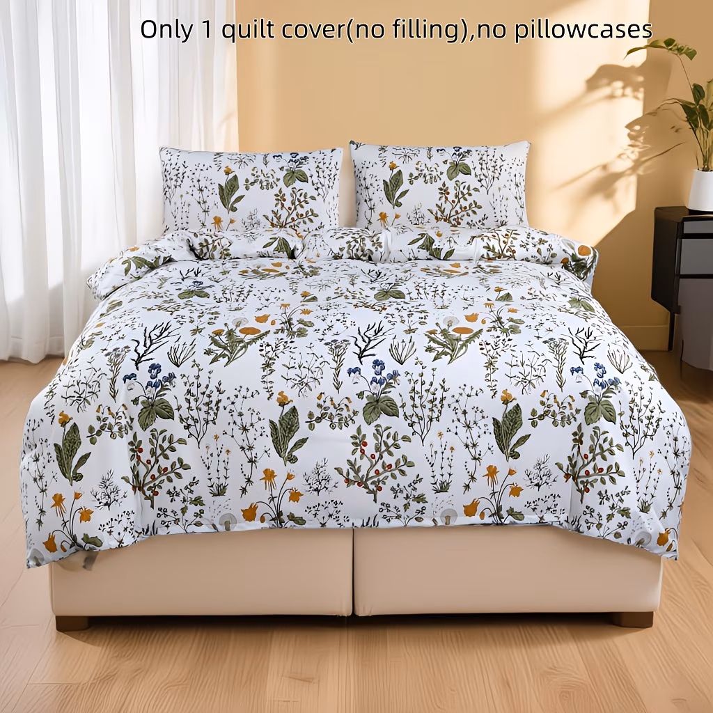 1pc, High-End Country Style, Floral Plant Printed Duvet Cover. Does Not Include The Duvet, Soft And Comfortable, Suitable for Bedrooms, Guest Rooms, Hotels, Usable in All Seasons, Machine Washable
