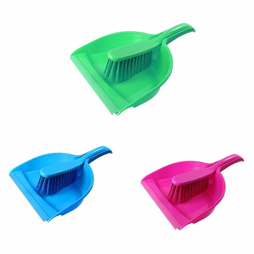 Plastic Dustpan and Brush Set Assorted Colours