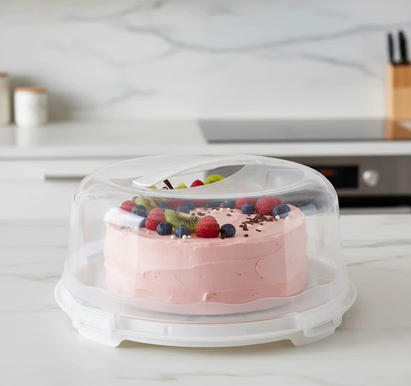 Plastic Cake Pastry Carry Storage Box with Cover 30 cm Assorted Colours