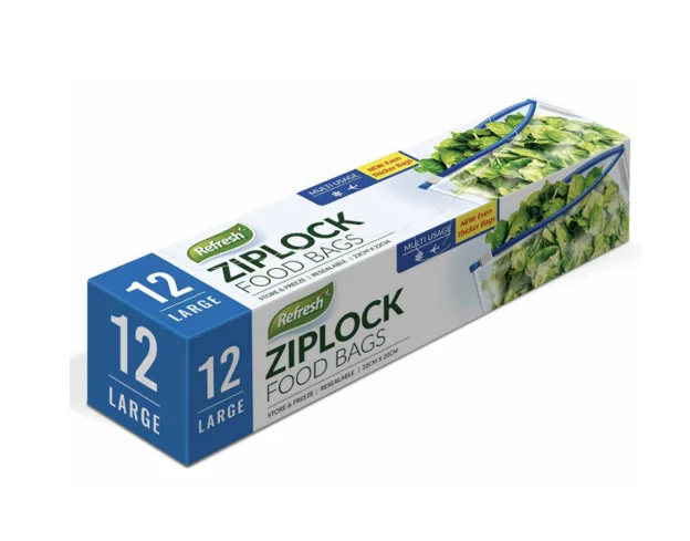 Large Ziplock Food Storage Bags 22 x 22 cm Pack of 12
