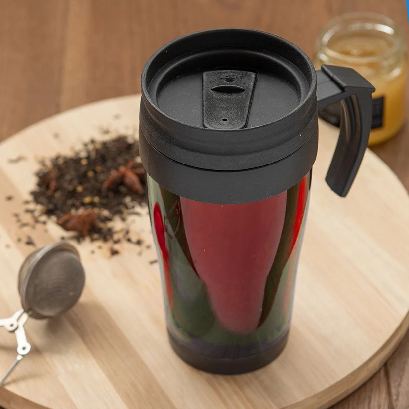 SQ Professional Car Coffee Tea Travel Mug with Handle 450ml Assorted Colours