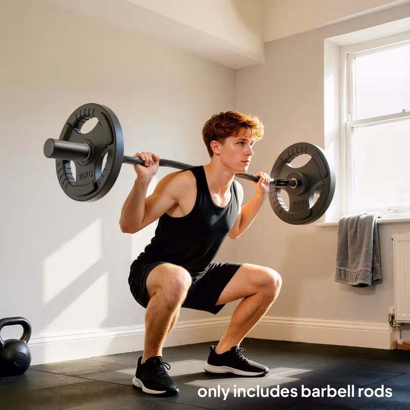 4ft Olympic EZ Curl Bar, Barbell Bar for 2" Weight Plates with Non-Slip Hand Grip, for Weight Lifting, Hip Thrusts, Squat, Biceps, Home Gym, Black, Diameter 5 x 120L cm