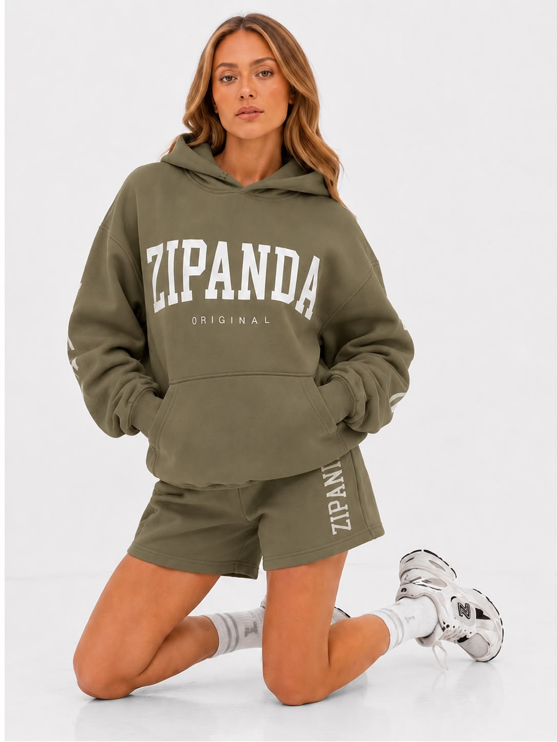 ZIPANDA Original Women's Oversized Hoodie & Leggings Co-Ord Set – Brown Fleece Lounge & Activewear Set