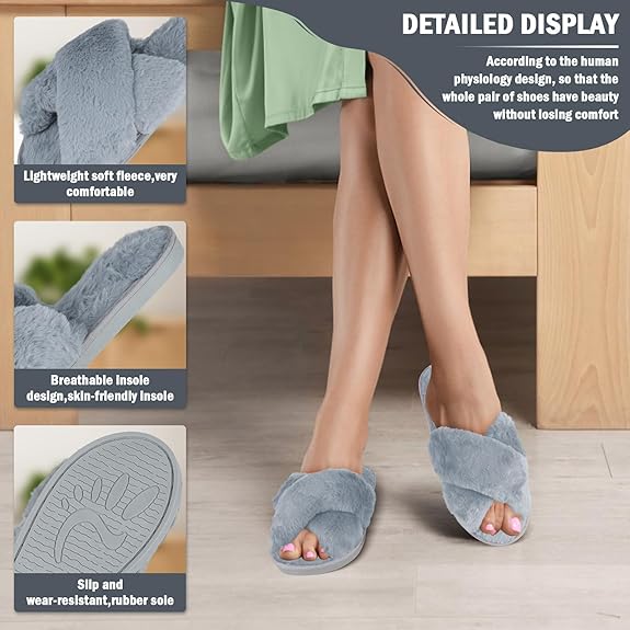 Women's Mule Slipper, Grey, 6 UK ,Sole material ,Ethylene Vinyl, Acetate Outer material Synthetic Inner material, Faux Fur Closure type Pull-On