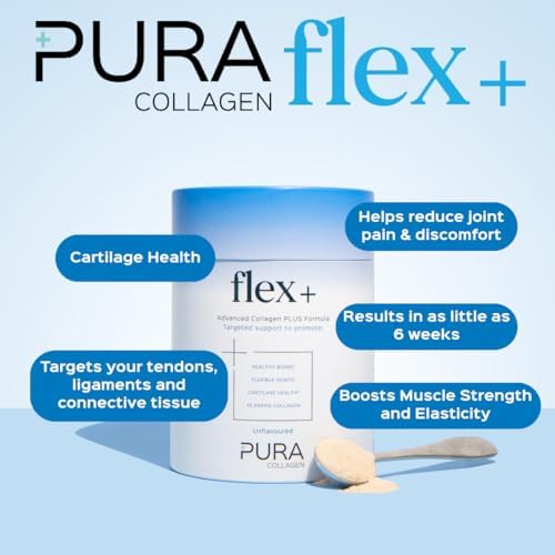 Pura Collagen Glow+ & Flex+ Premium Collagen Powder Bundle | Skin, Hair & Nail + Joint, Tendon & Mobility Support | 10,000mg Hydrolysed Collagen Peptides - 28 Servings Each