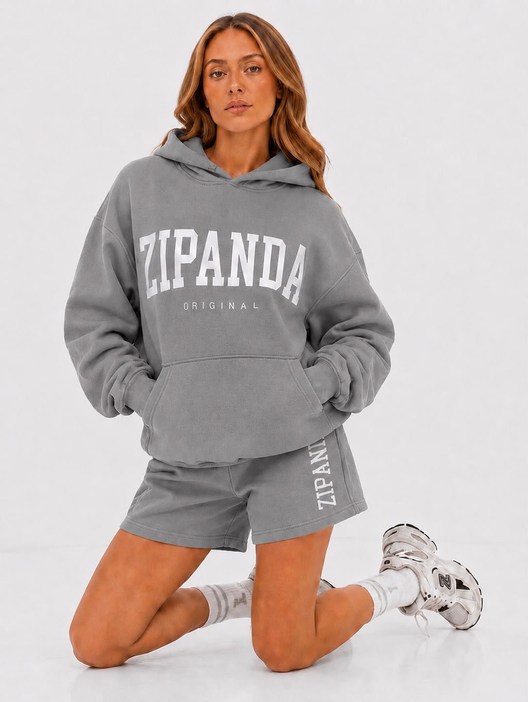 ZIPANDA Original Women's Oversized Hoodie & Leggings Co-Ord Set – Grey Fleece Lounge & Activewear Set