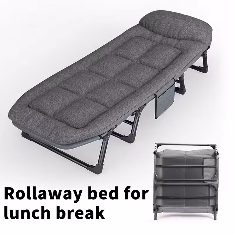 Large Outdoor Folding Bed Camping Cot, Lightweight Guest Bed with Adjustable 6 Positions, Comfortable Mattress And Pillows, Breathable Fabric, Portable Durable, Suitable for Outdoor Use