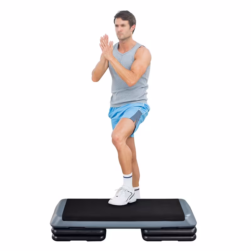 Costoffs Exercise Step Platform Adjustable Aerobic Stepper w/ Risers, 250KG Weight Capacity 3 Adjustable Heights Fitness Exercise Platform Health Club Size for for Strength Training for Home Gym Gray