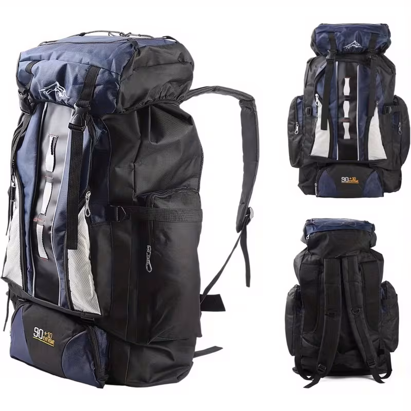 Heavy-Duty 100L Backpack - Large Capacity Hiking Backpack with Multiple Compartments, Padded Shoulder Straps & Side Pockets - Durable Camping Backpack for Backpacking, Travel, Commute - Men & Women Outdoor Rucksack, Hiking Gear, Breathable Mesh Backpanel
