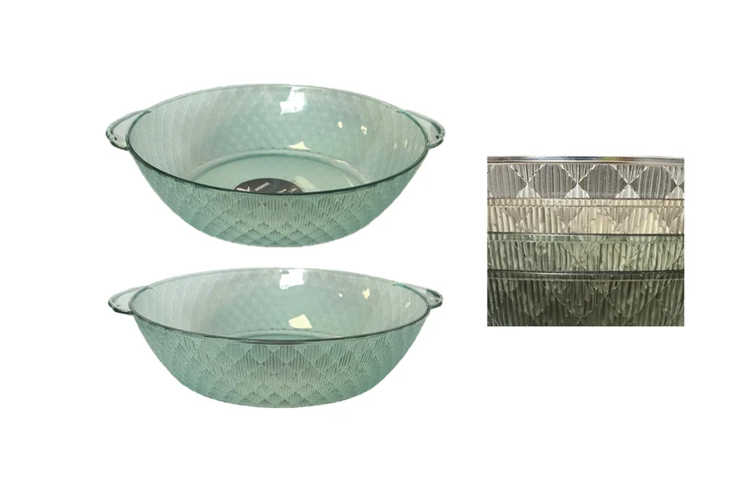 Round Diamond Patterned Fruit Serving Bowl with Handles 24 x 7 cm Assorted Colours