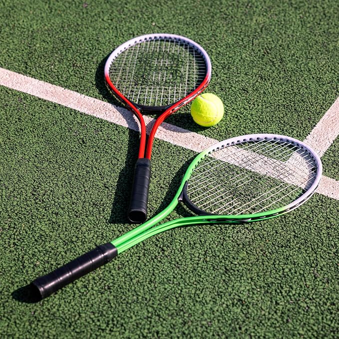 Toyrific Baseline Junior 2 Player Tennis Rackets, Lightweight Kids Tennis Set with Carry Bag & Ball, Outdoor Sports Game for Beginners, Fun Family Activity for Ages 5+