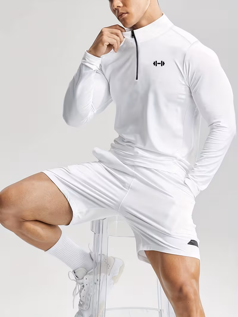 New Men'S Polo Shirt, Stylish And Trendy Print Polo for Men, Featuring a Half-Zip Collar, Suitable for Jogging, Gym, Cycling, Marathons, And Other Sportswear, Breathable And Not Stuffy, Machine Washable