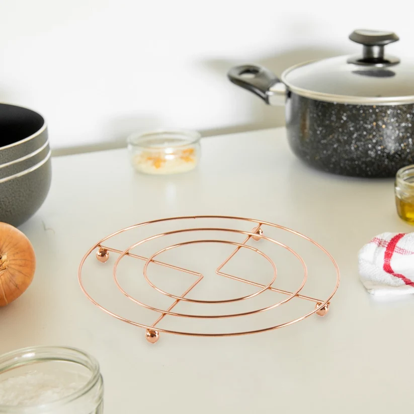 Durane Round Chrome Pan Coaster Trivet Copper Colour 18cm
