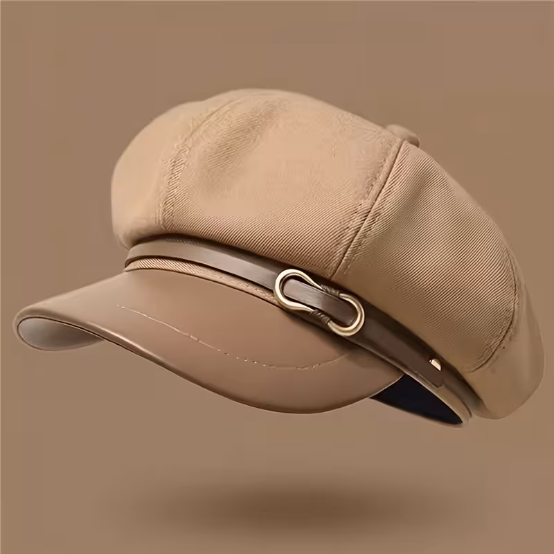 One Vintage-Inspired Women'S Newsboy Cap, Featuring a Casual Painter Beret Design with Buckle Accents, Made from Breathable Non-Stretch Material, Suitable for Hand Washing Or Dry Cleaning, Perfect for Any Occasion