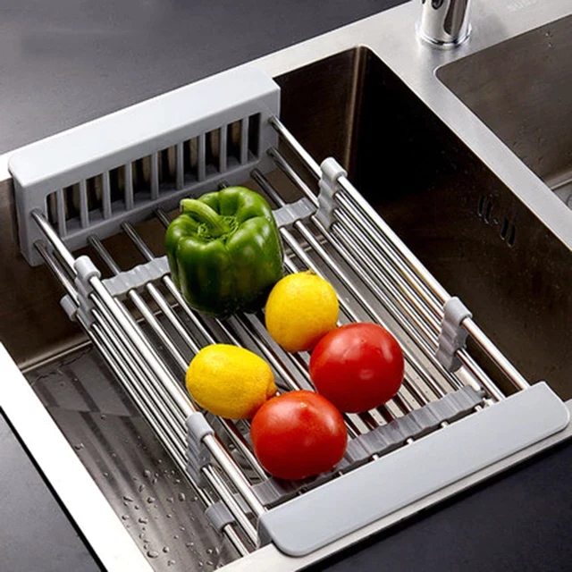 Extendable Plastic Sink Fruit Vegetable Washing Dish Drainer Rack