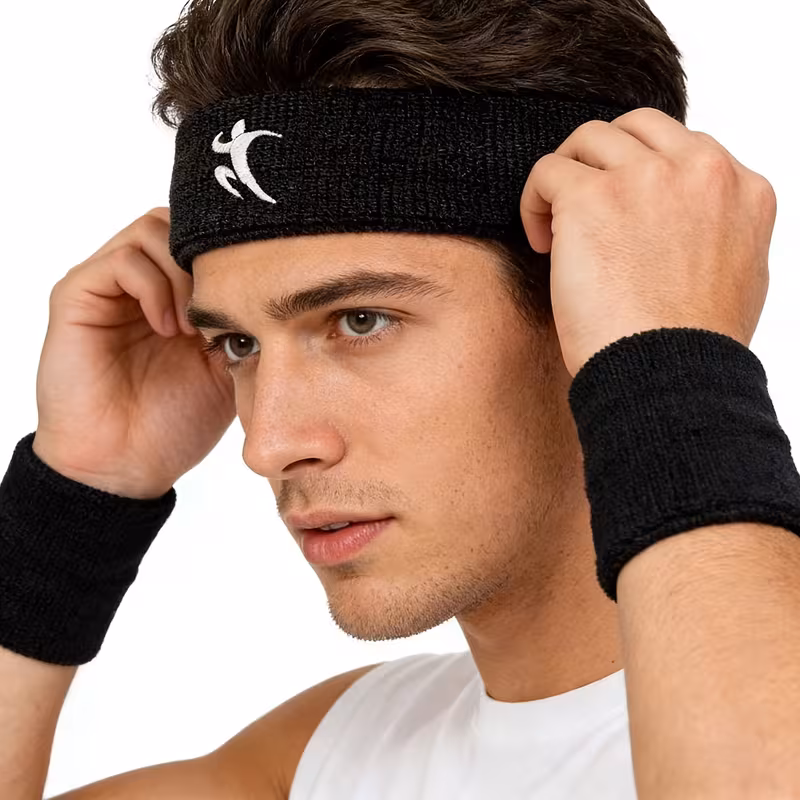 A Set of 3pcs of Embroidered Sports Headbands And Wristbands, Featuring High Elasticity, Comfort, And Breathability, Suitable for Activities Like Running, Basketball, And Fitness, Effective in Sweat Absorption for Both Men And Women