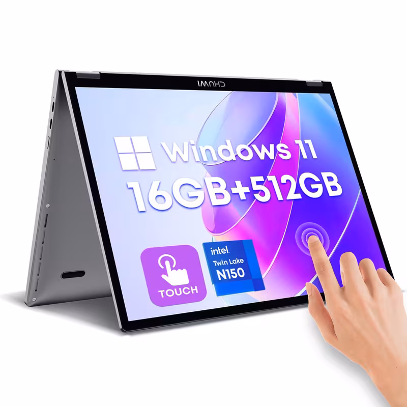 CHUWI MiniBook X N150 Laptop 360° YOGA 10.51" Touch Screen Mini Computer 16GB LPDDR5 512GB SSD 2TB SSD Expand Windows 11 Convertible PC Backlit Keyboard WiFi 6 Notebook