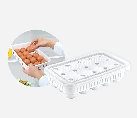 Plastic Egg Storage Container Box 15 Eggs 28 x 18 x 8 cm