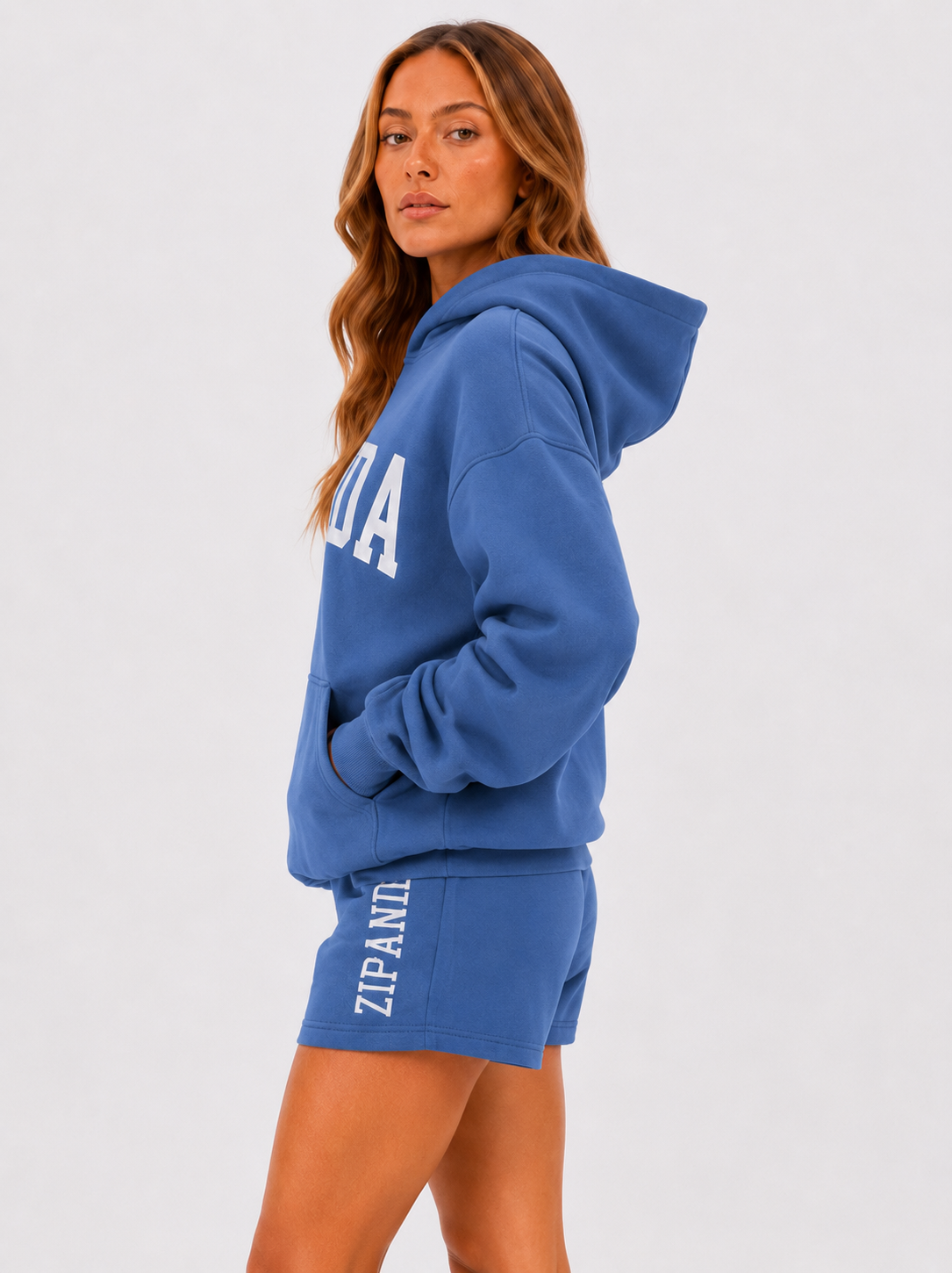 ZIPANDA Original Women's Oversized Hoodie & Leggings Co-Ord Set – Black Fleece Lounge & Activewear Set- Blue