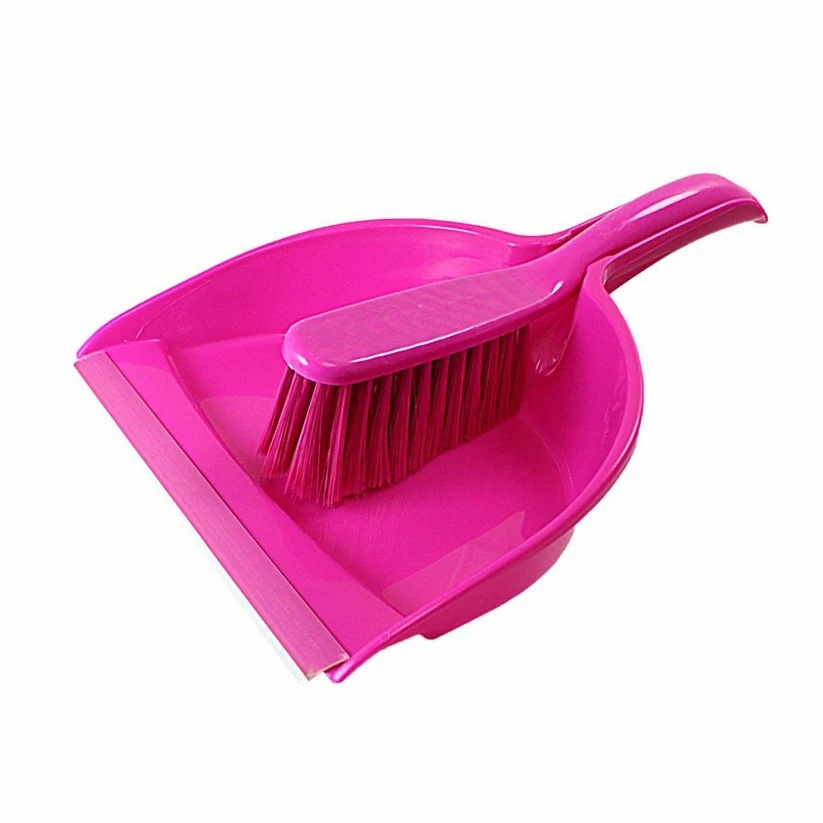 Plastic Dustpan and Brush Set Assorted Colours