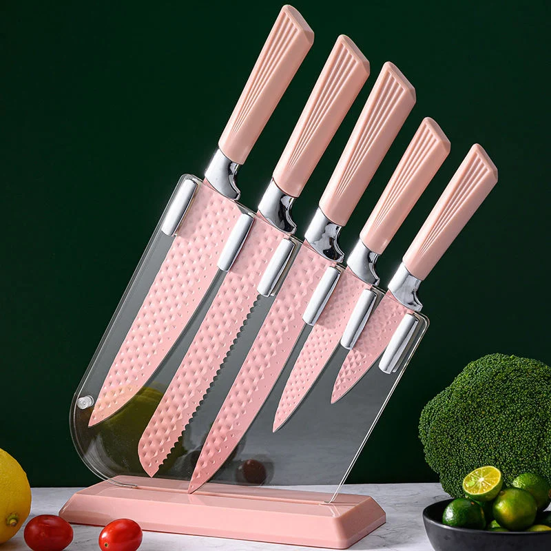6 Piece Knife Set Assorted Colours Pink / Blue