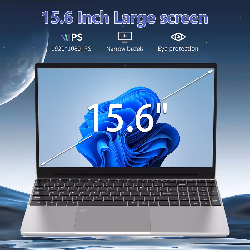 15.6 inch Laptop, N95 Notebook, 16GB DDR4, 512GB SSD, Fingerprint Unlock, Backlit Keyboard, 1920x1080 Screen, Mutiful Interface, Conpatible with Work, Study and Entertainment