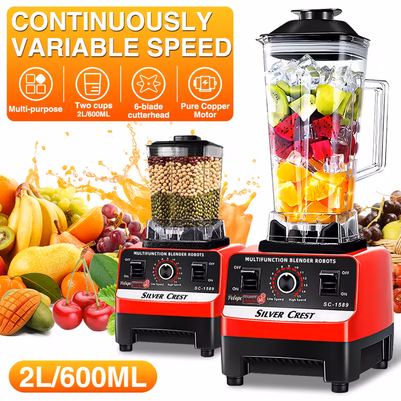 Multifunctional Blender Set, 2L+600ML Large Capacity Wall Breaker - High Power, 15 Adjustable Speeds, 4500W, Automatic Juicer,blenders for kitchen, blender for shakes
