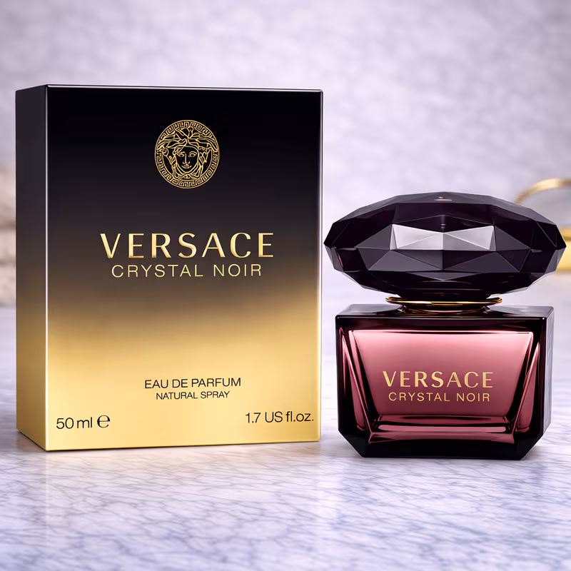 Versace Crystal Noir Eau de Parfum for Women 1.7oz (50ml) – Elegant Dark Floral & Creamy Coconut Fragrance, Long-Lasting Luxury Scent