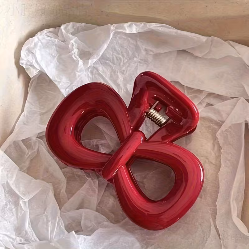 2pcs Spotted Blue & Red Bow Hair Clips for Women - Minimalist Plastic Hair Accessories with Secure Clip Design, Medium Size for Everyday Casual & Formal Styles, Hair Accessories Clips, Elegant Accessory, Durable Hairpiece, Glossy Finish