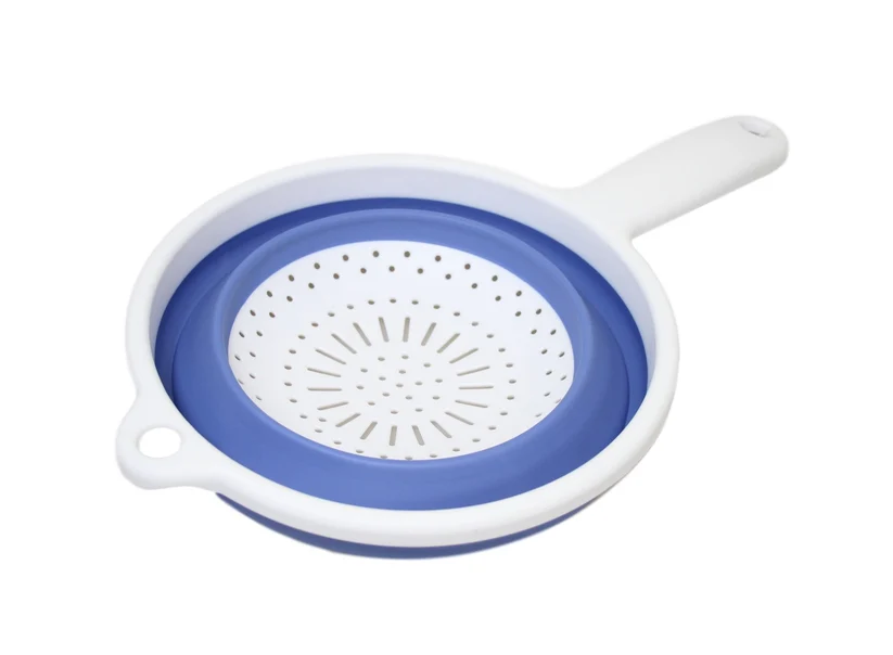 Silicone Plastic Kitchen Collapsible Colander Strainer 3 Colours 2 in 1 Strainer