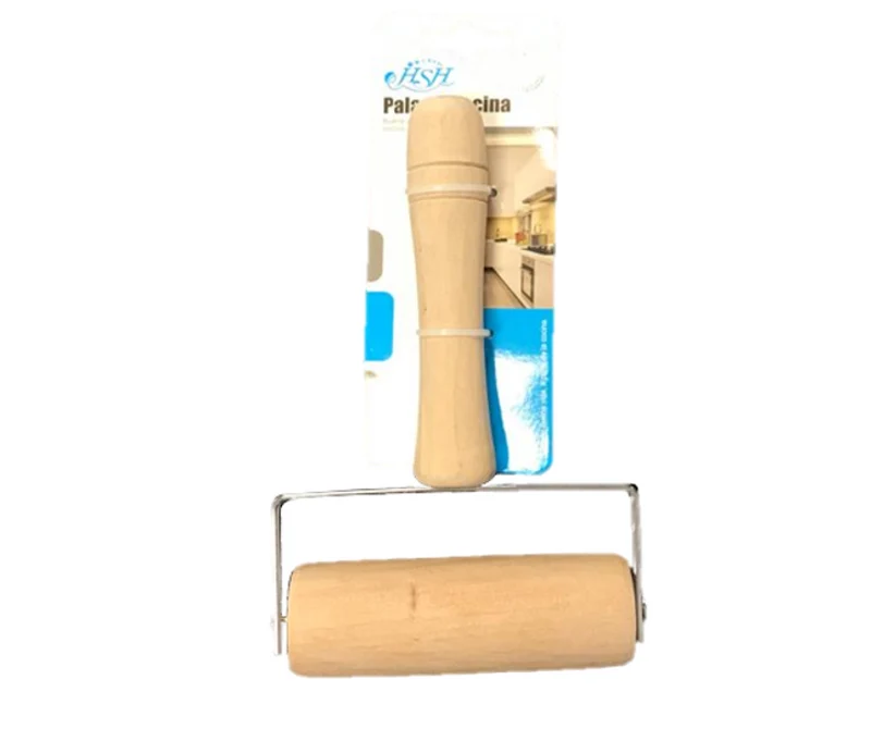 Wooden Dough Rolling Pin Metal Frame with Handle 17 x 10 cm