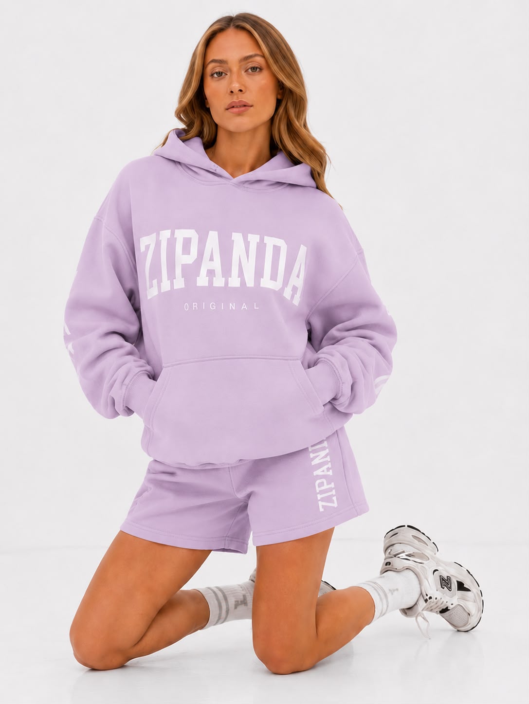 ZIPANDA Original Women's Oversized Hoodie & Leggings Co-Ord Set – Black Fleece Lounge & Activewear Set- purple