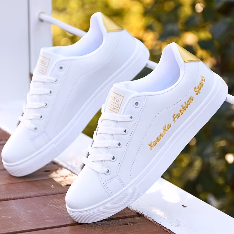 Stylish And Minimalist White Sneakers for Men, Trendy Low-Top Skate Shoes with Embroidered Letters, Perfect for Casual Outings And Outdoor Activities, Providing Comfort for Men'S Footwear