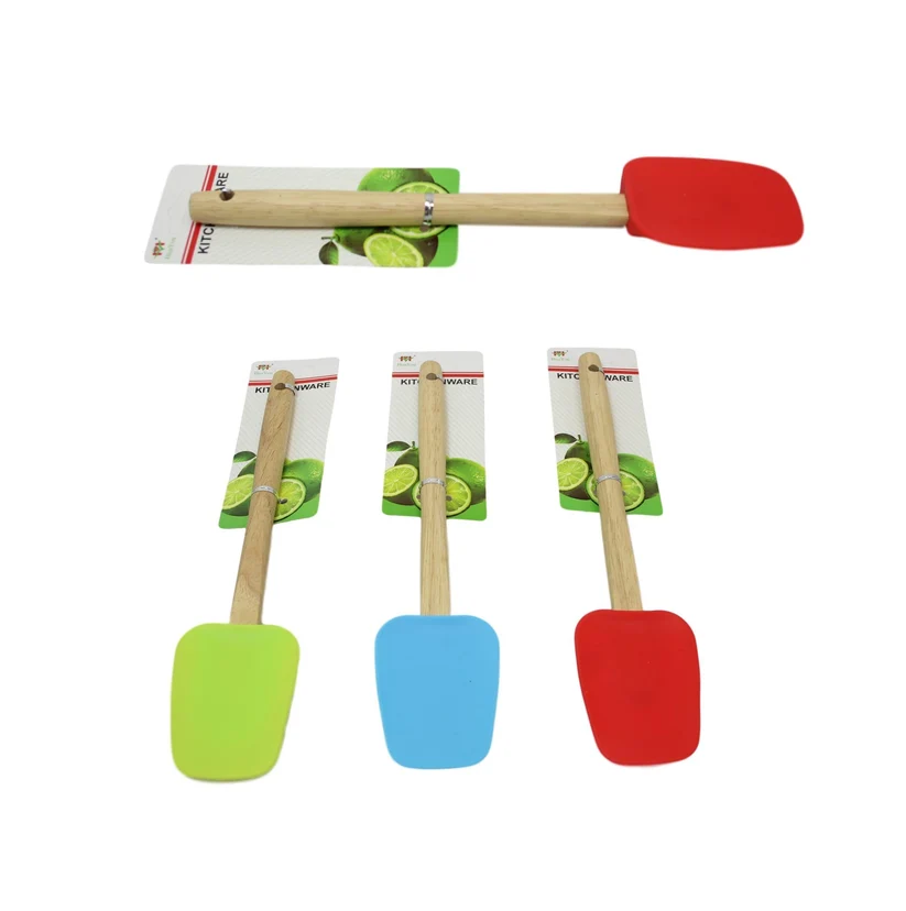 Kitchen Silicone Spatula Wooden Handle 30 cm Assorted Colours