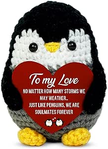 zipanda special for VELENTI Handmade Crochet Penguin Gift – Cute Romantic Present for Him or Her, Boyfriend, Girlfriend, Husband, Wife – I Love You Anniversary, Birthday, Wedding, or Easter Gift for Couples
