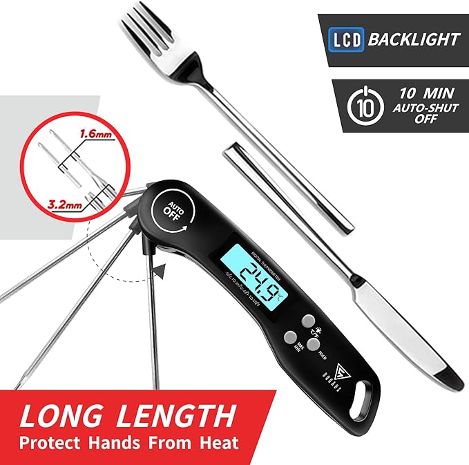 DOQAUS Meat Thermometer, 3s Instant Read Food Thermometer-Backlit LCD