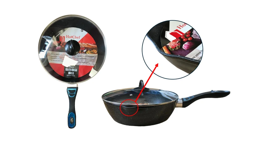 Frying Pan with Deep Base and Glass Lid 28 cm Speckled Assorted Colours