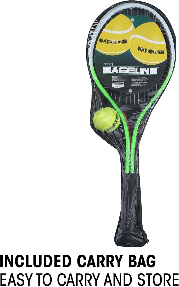 Toyrific Baseline Junior 2 Player Tennis Rackets, Lightweight Kids Tennis Set with Carry Bag & Ball, Outdoor Sports Game for Beginners, Fun Family Activity for Ages 5+