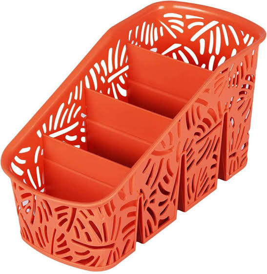 Plastic Kitchen Cutlery Holder Rack Drainer 18 x 10 cm Hollow Leaf Pattern Assorted Colours