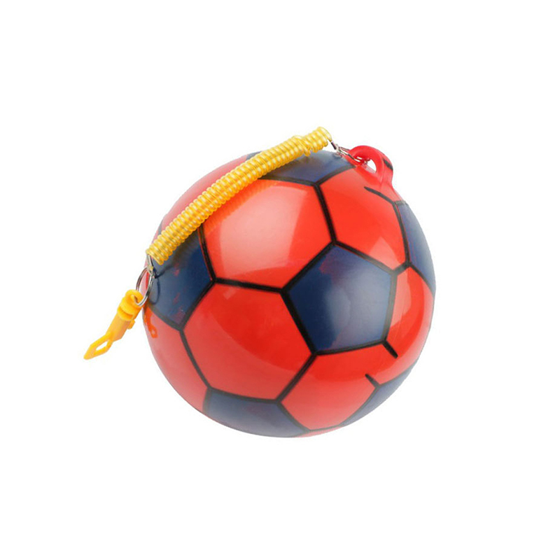 Inflatable Football with Springy String Kids Toy Ball for Outdoor Sports - Red