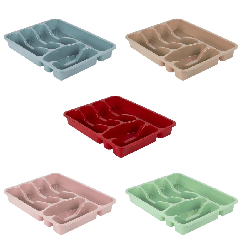 Asude Plastic Cutlery Drawer Organiser 6 Sections 29.5 x 37.5 x 5 cm Assorted Colours