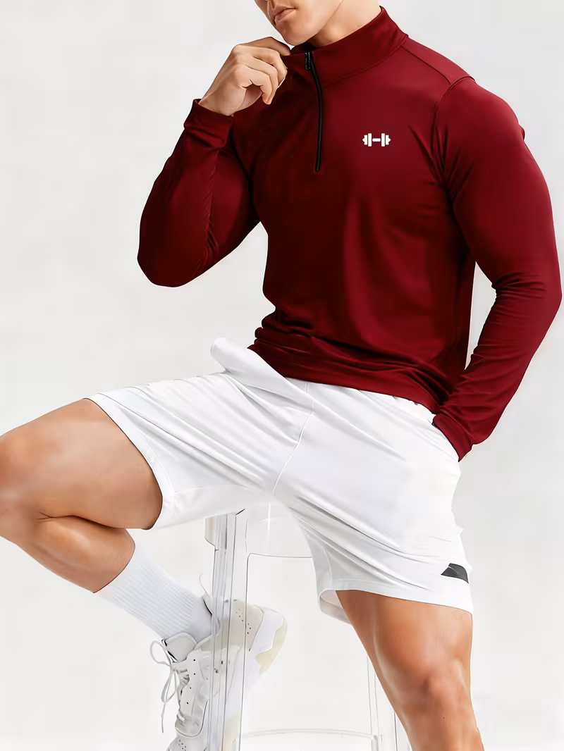 New Men'S Polo Shirt, Stylish And Trendy Print Polo for Men, Featuring a Half-Zip Collar, Suitable for Jogging, Gym, Cycling, Marathons, And Other Sportswear, Breathable And Not Stuffy, Machine Washable