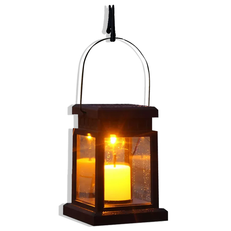 Outdoor Garden Hanging Lantern Solar Lights Waterproof Solar LED Candle Design with Clip for Patio Lawn Balcony Courtyard Pathway Decoration