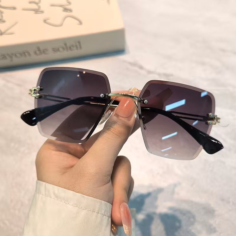 Rimless Rectangle Fashion Glasses Frameless Eyewear Vintage Glasses for Women Men, Perfect Gift for Friends And Family