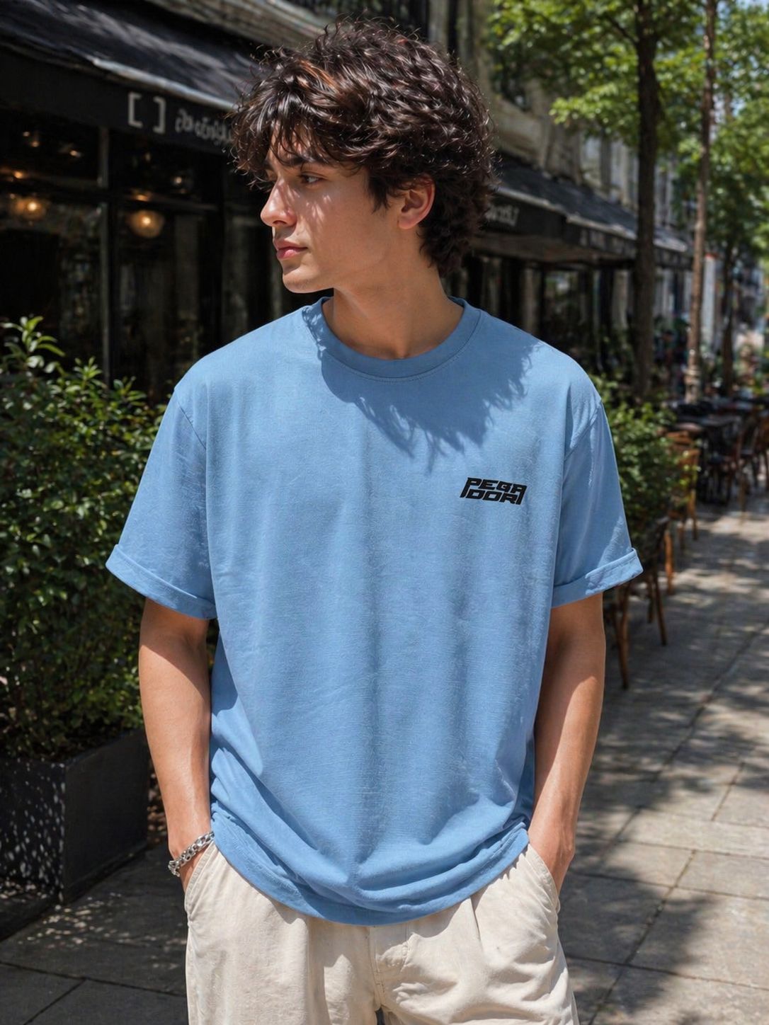Rochefort Oversized Tee – Washed Sky Blue
