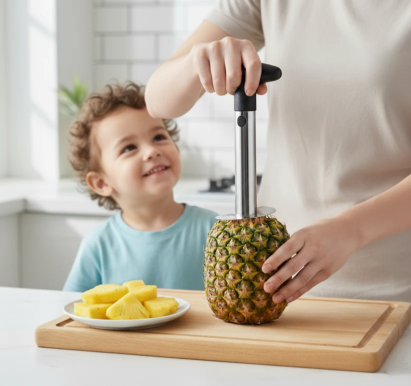 Metal Pineapple Corer Kitchen Tool Fruit Slicer with Plastic Handle 23 x 8 x 3cm