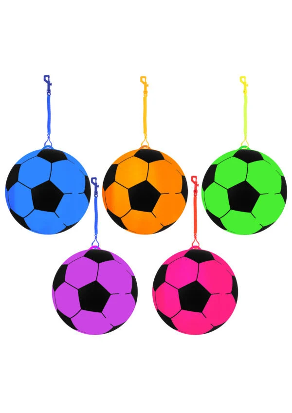 PVC Football with Hook and Spiral Keychain 22cm Assorted Colours