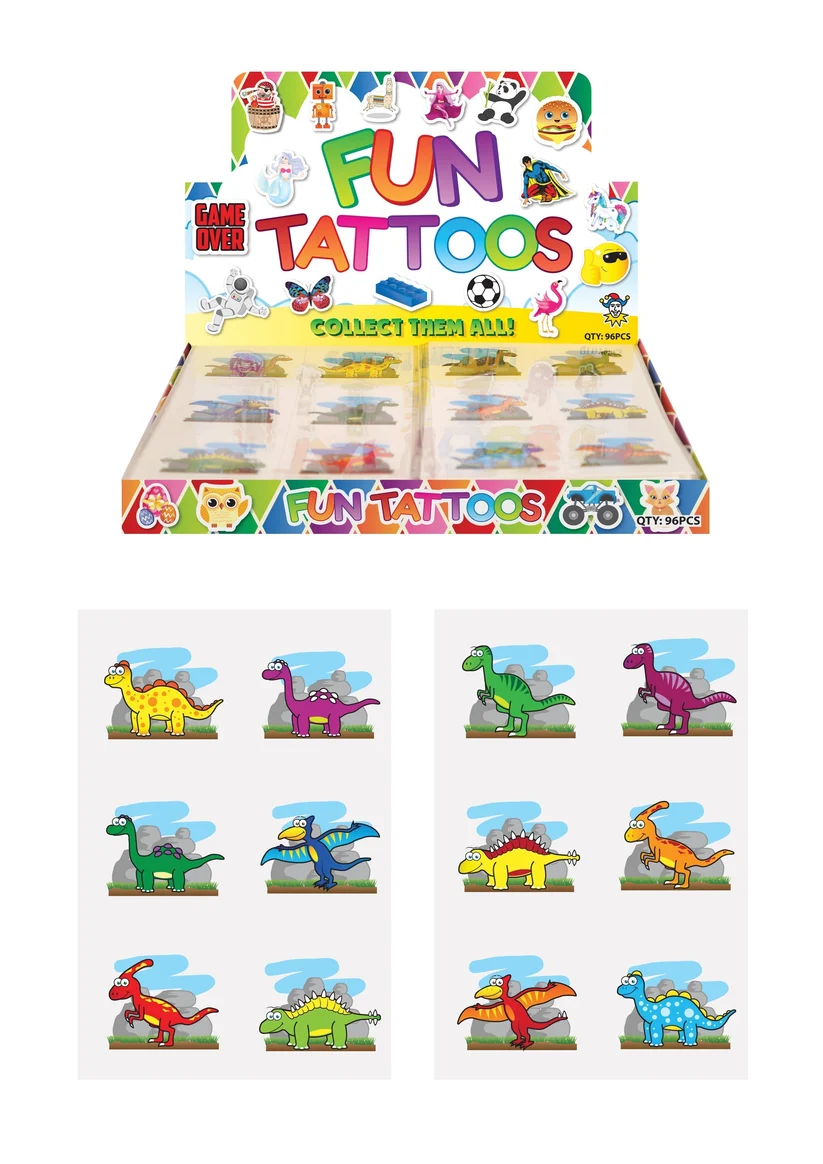 Children's Fun Sticker Tattoos Dinosaur Style (4cm) Assorted Designs N51044