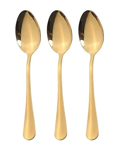 Gold Coloured Metal Spoons 20cm Pack of 3