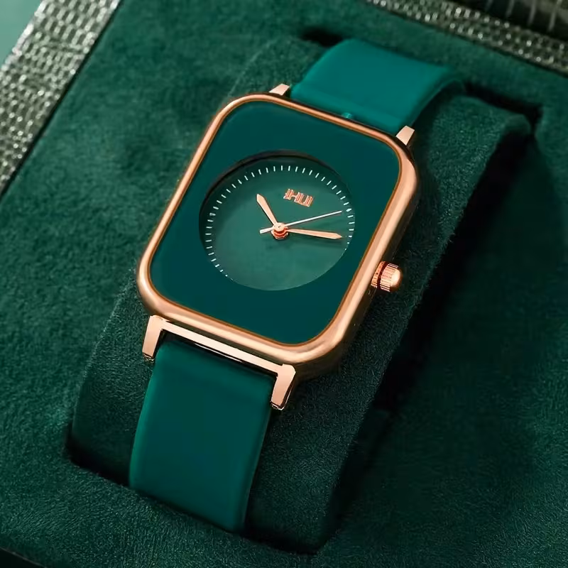 Women'S Fashionable Casual Business Quartz Watch, Analog Dial, Silicone Strap, Alloy Case, Button Battery (Box Not Included)